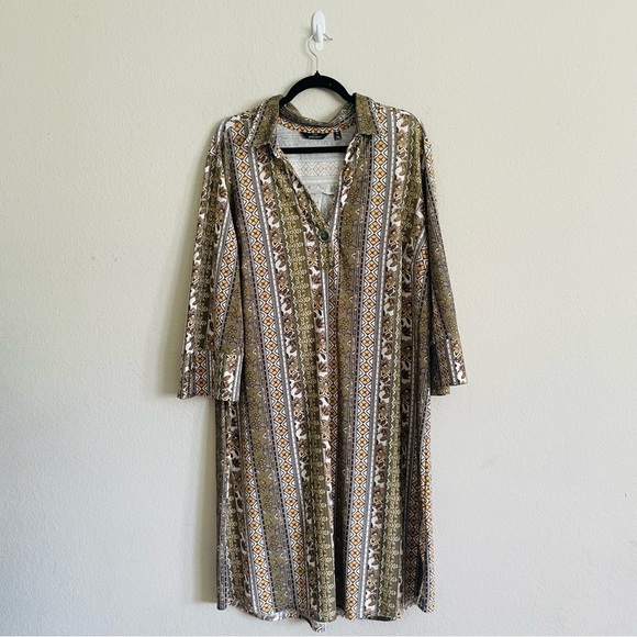 Mlle Gabrielie woman’s 3X Patterned Long Sleeve midi Dress casual modern gmacore - Picture 2 of 9